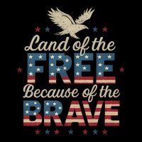 Land of the Free Because of the Brave Cooling Performance Crew T-Shirt