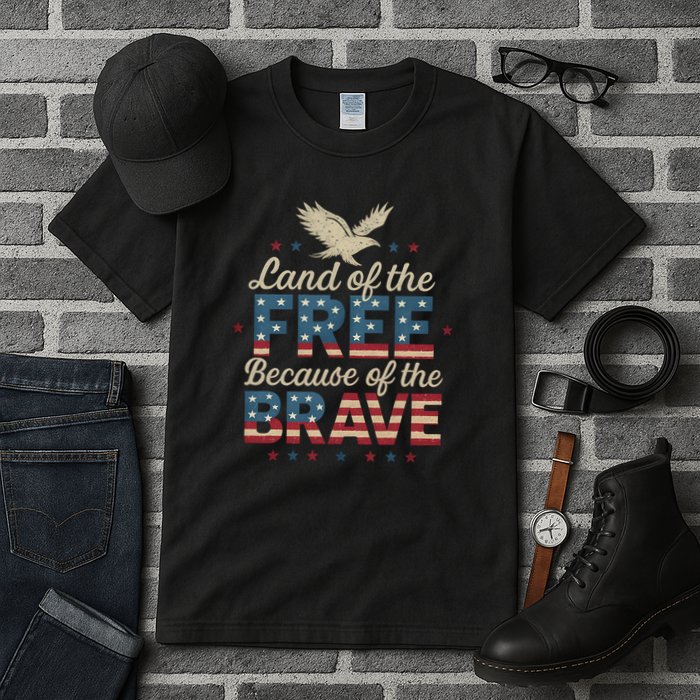 Land of the Free Because of the Brave Tall T-Shirt