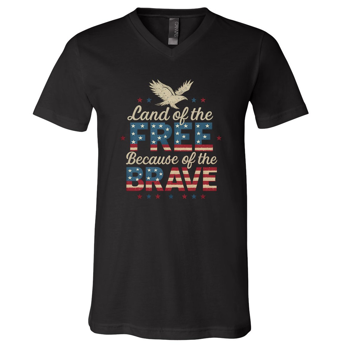 Land of the Free Because of the Brave V-Neck T-Shirt