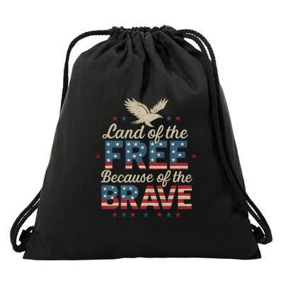 Land of the Free Because of the Brave Drawstring Bag