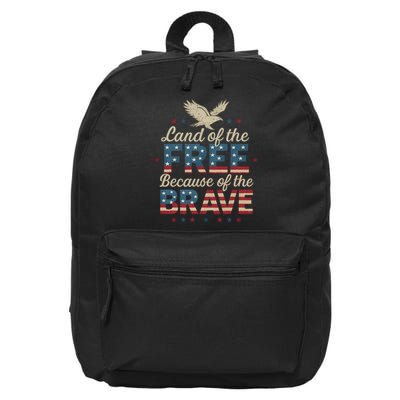 Land of the Free Because of the Brave 16 in Basic Backpack