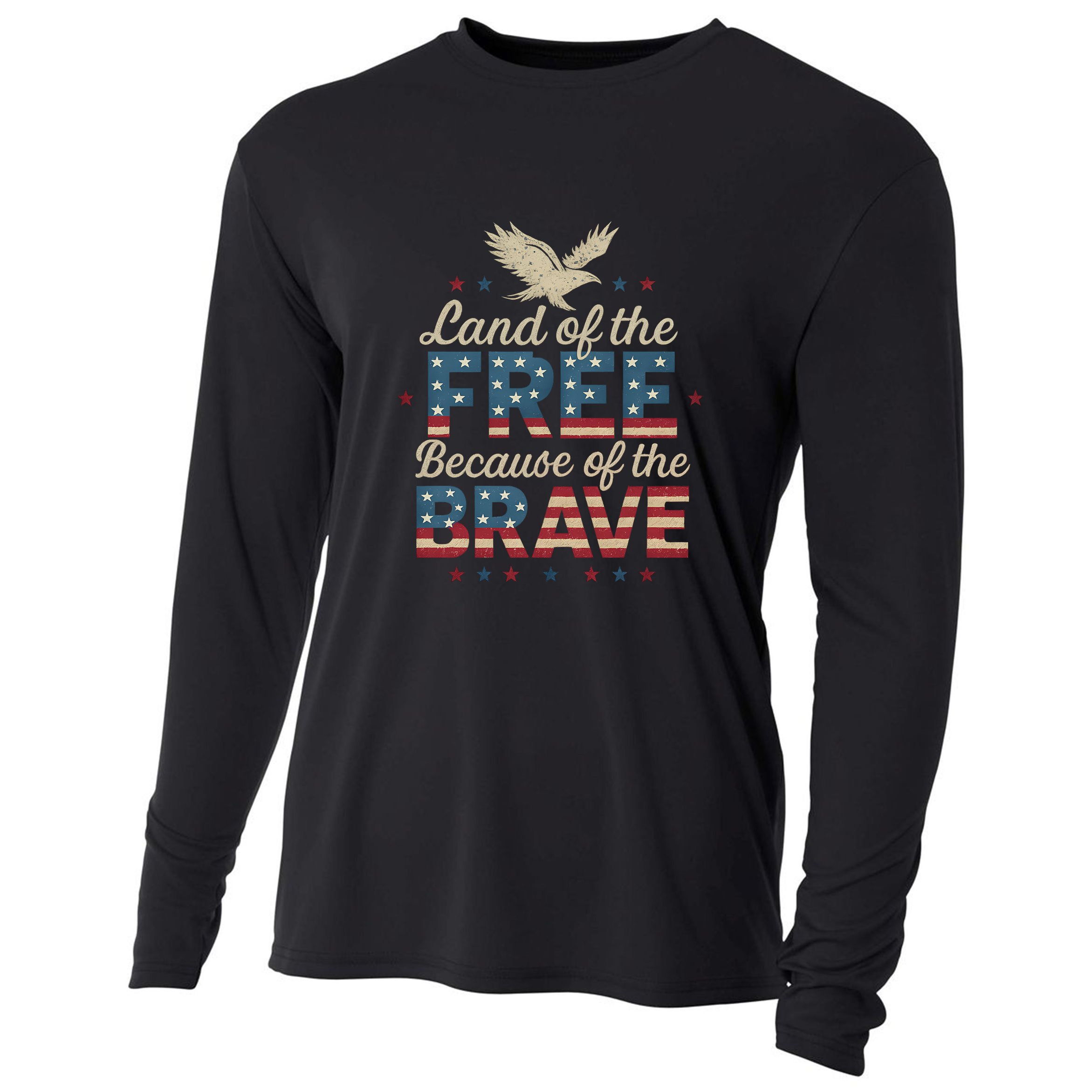 Land of the Free Because of the Brave Cooling Performance Long Sleeve Crew