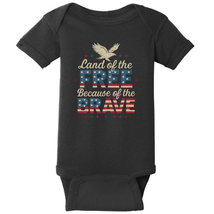 Land of the Free Because of the Brave Baby Bodysuit