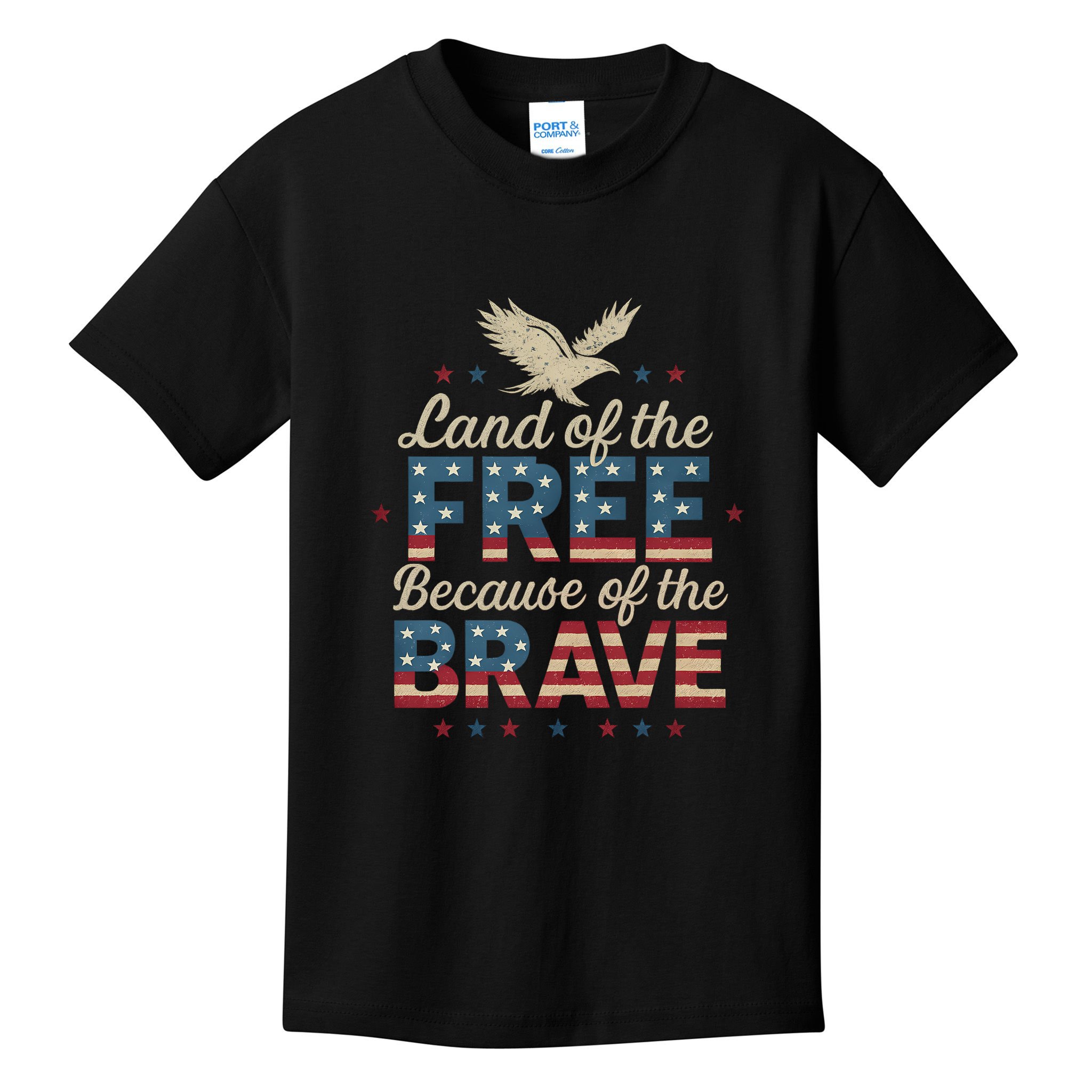 Land of the Free Because of the Brave Kids T-Shirt