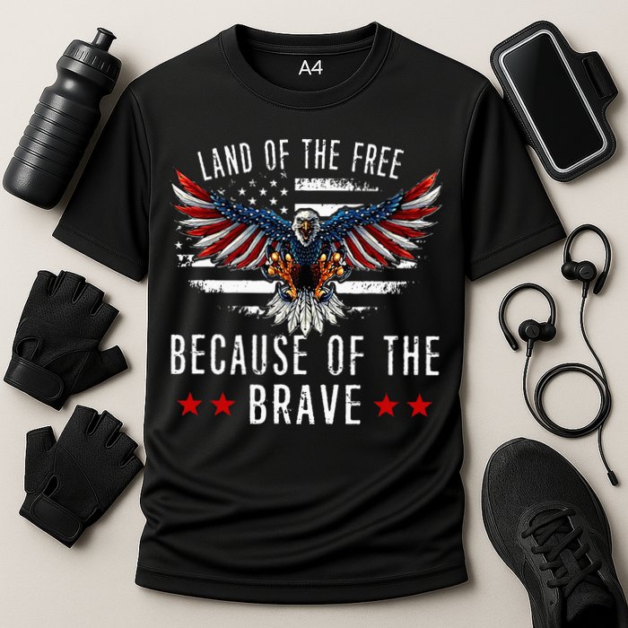 Land Of The Free Because Of The Brave Memorial Day Patriotic Cooling Performance Crew T-Shirt