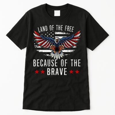 Land Of The Free Because Of The Brave Memorial Day Patriotic Tall T-Shirt