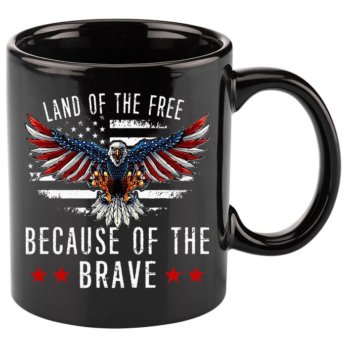 Land Of The Free Because Of The Brave Memorial Day Patriotic 11oz C Handle Ceramic Mug