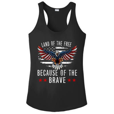 Land Of The Free Because Of The Brave Memorial Day Patriotic Ladies PosiCharge Competitor Racerback Tank