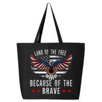 Land Of The Free Because Of The Brave Memorial Day Patriotic 25L Jumbo Tote