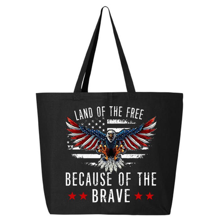 Land Of The Free Because Of The Brave Memorial Day Patriotic 25L Jumbo Tote