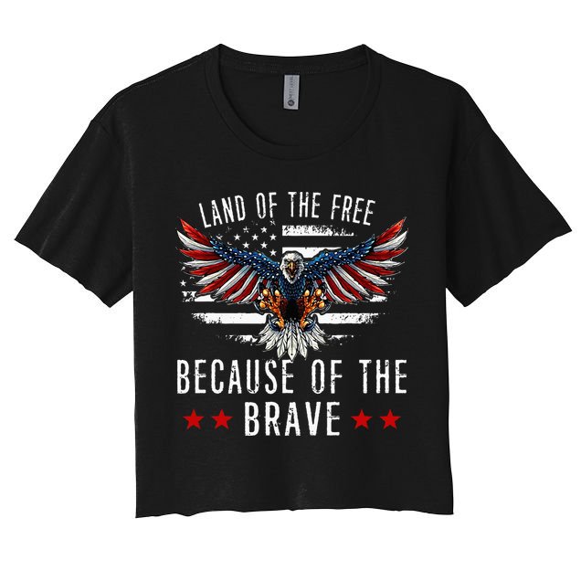 Land Of The Free Because Of The Brave Memorial Day Patriotic Crop Top