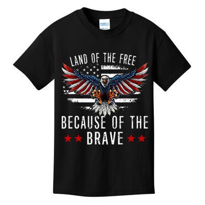 Land Of The Free Because Of The Brave Memorial Day Patriotic Kids T-Shirt