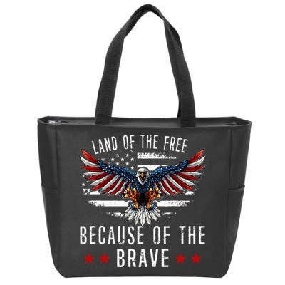 Land Of The Free Because Of The Brave Memorial Day Patriotic Zip Tote Bag