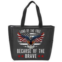 Land Of The Free Because Of The Brave Memorial Day Patriotic Zip Tote Bag