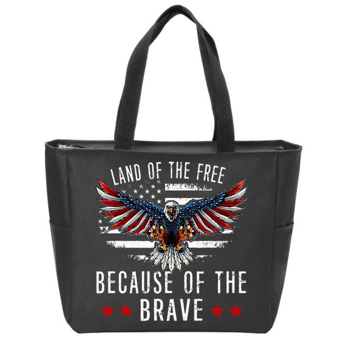 Land Of The Free Because Of The Brave Memorial Day Patriotic Zip Tote Bag