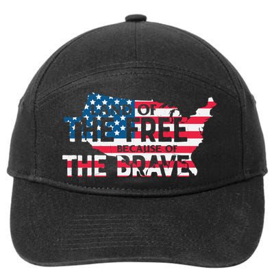 Land Of The Free Because Of The Brave Plus Size Clothes For Men, Women, Family 7-Panel Snapback Hat