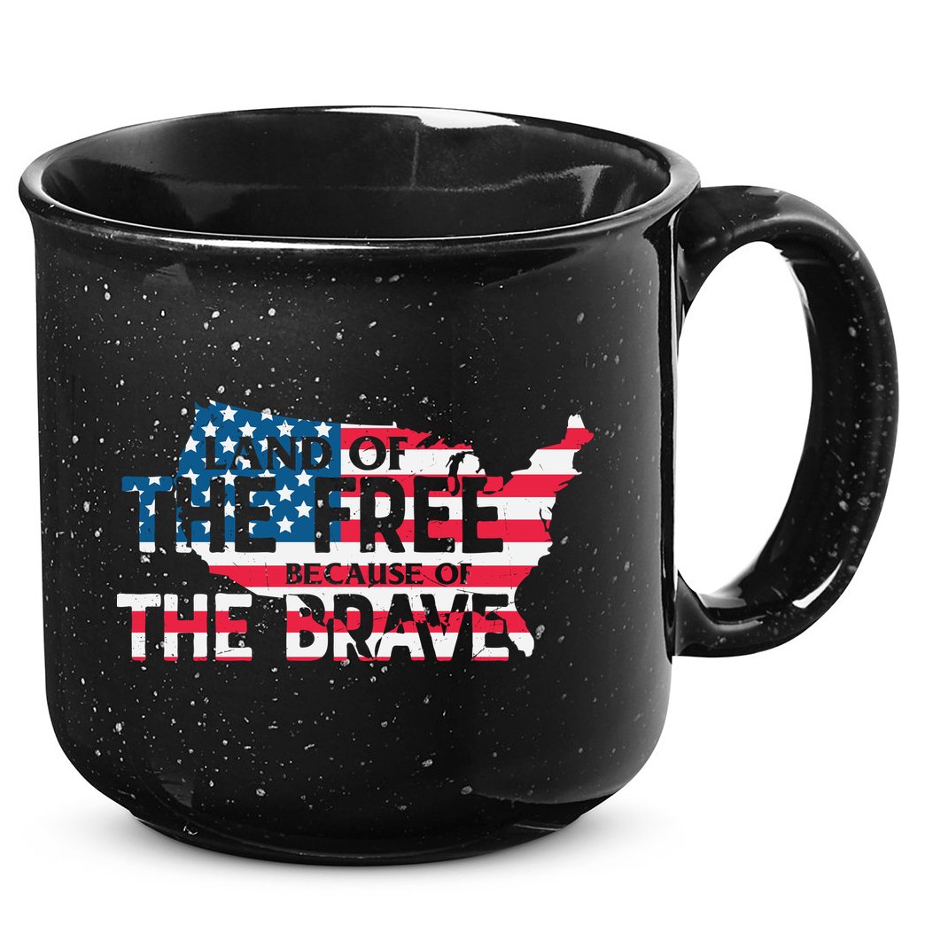 Land Of The Free Because Of The Brave Plus Size Clothes For Men, Women, Family 15oz Campfire Ceramic Mug