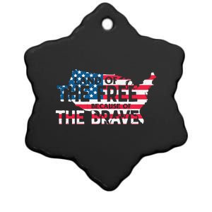 Land Of The Free Because Of The Brave Plus Size Clothes For Men, Women, Family Ceramic Star Ornament