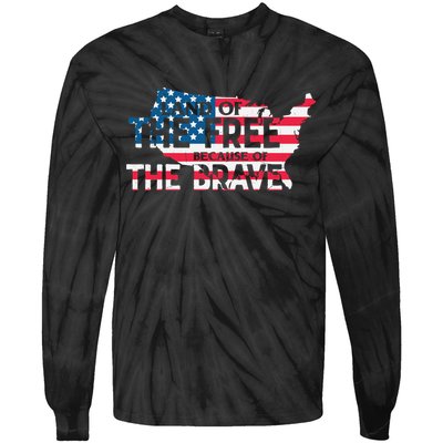 Land Of The Free Because Of The Brave Plus Size Clothes For Men, Women, Family Tie-Dye Long Sleeve Shirt