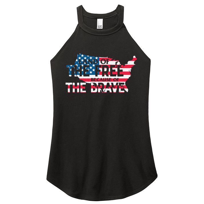 Land Of The Free Because Of The Brave Plus Size Clothes For Men, Women, Family Women's Perfect Tri Rocker Tank
