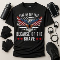 Land Of The Free Because Of The Brave Memorial Day Patriotic Cooling Performance Crew T-Shirt