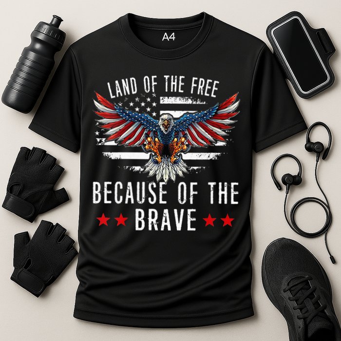 Land Of The Free Because Of The Brave Memorial Day Patriotic Cooling Performance Crew T-Shirt