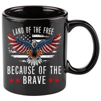 Land Of The Free Because Of The Brave Memorial Day Patriotic 11oz C Handle Ceramic Mug