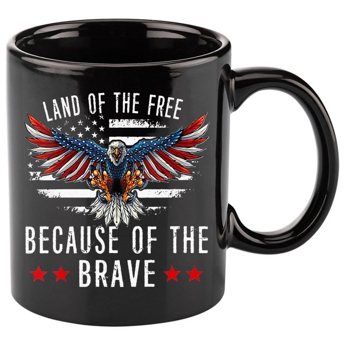 Land Of The Free Because Of The Brave Memorial Day Patriotic 11oz C Handle Ceramic Mug