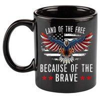 Land Of The Free Because Of The Brave Memorial Day Patriotic 11oz C Handle Ceramic Mug