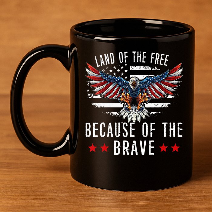 Land Of The Free Because Of The Brave Memorial Day Patriotic 11oz C Handle Ceramic Mug