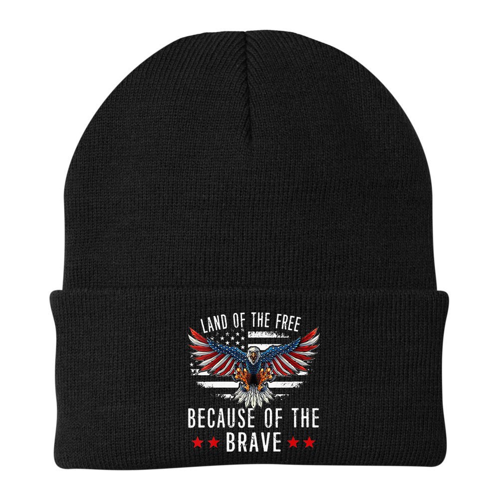 Land Of The Free Because Of The Brave Memorial Day Patriotic Beanie