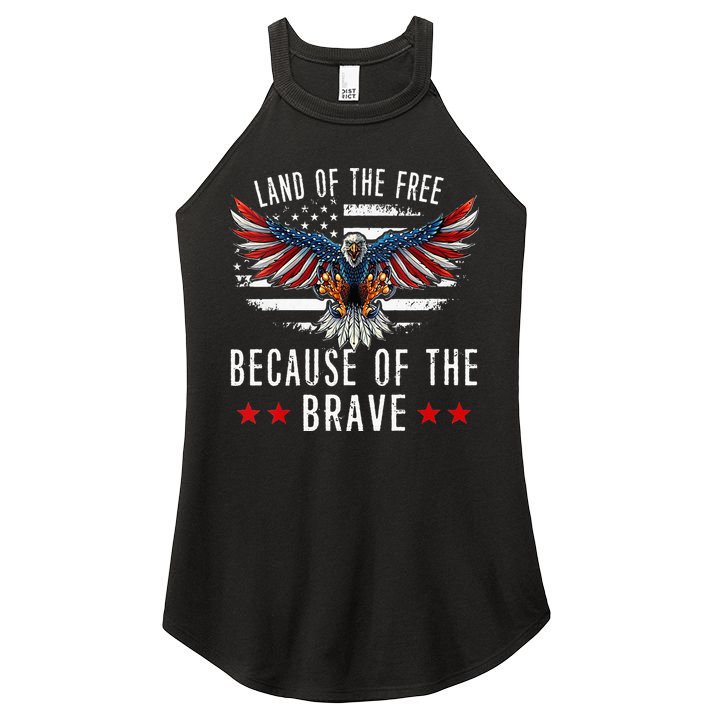 Land Of The Free Because Of The Brave Memorial Day Patriotic Women's Perfect Tri Rocker Tank