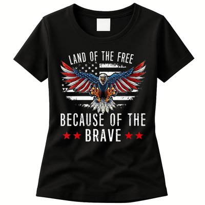 Land Of The Free Because Of The Brave Memorial Day Patriotic Womens T-Shirt