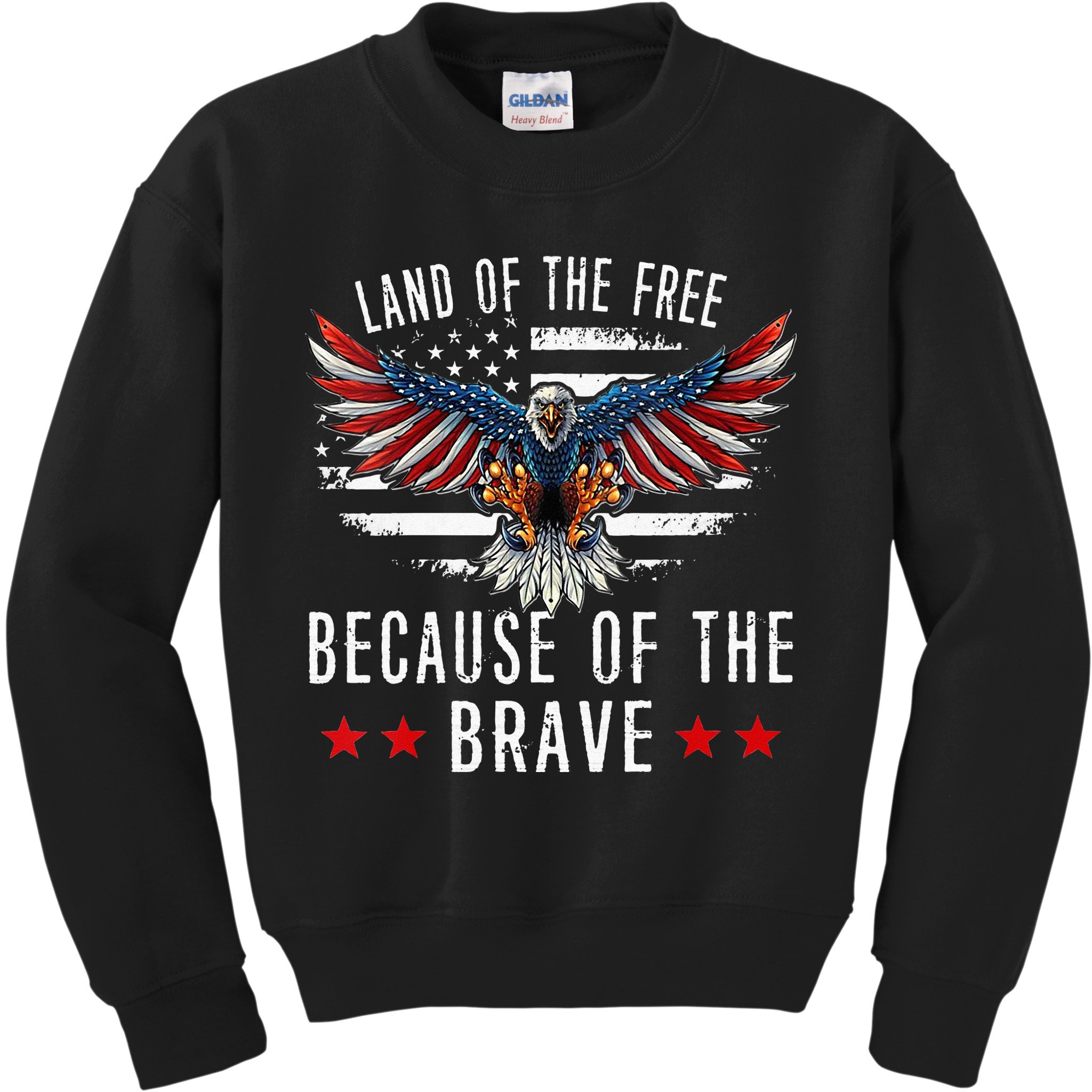 Land Of The Free Because Of The Brave Memorial Day Patriotic Kids Sweatshirt
