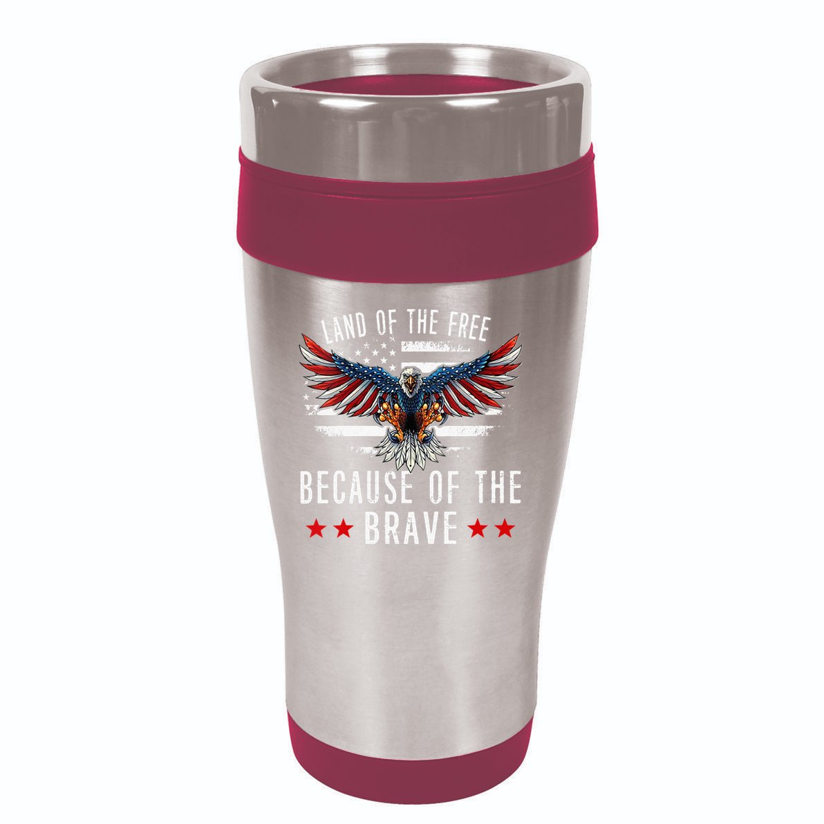 Land Of The Free Because Of The Brave Memorial Day Patriotic 16oz Travel Tumbler