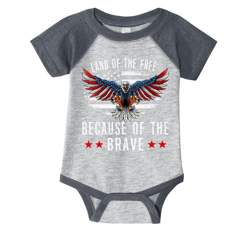 Land Of The Free Because Of The Brave Memorial Day Patriotic Infant Baby Jersey Bodysuit