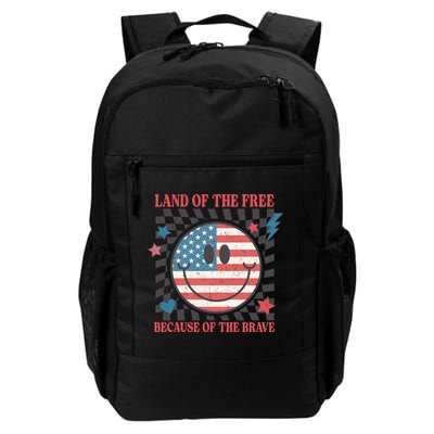 Land Of The Free Because Of The Brave Retro Smiley USA Flag Backpack