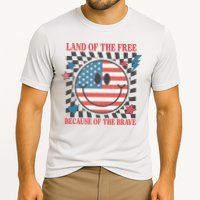 Land Of The Free Because Of The Brave Retro Smiley USA Flag Cooling Performance Crew T-Shirt