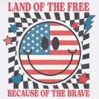 Land Of The Free Because Of The Brave Retro Smiley USA Flag Cooling Performance Crew T-Shirt