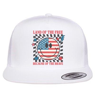 Land Of The Free Because Of The Brave Retro Smiley USA Flag Flatbill Hat