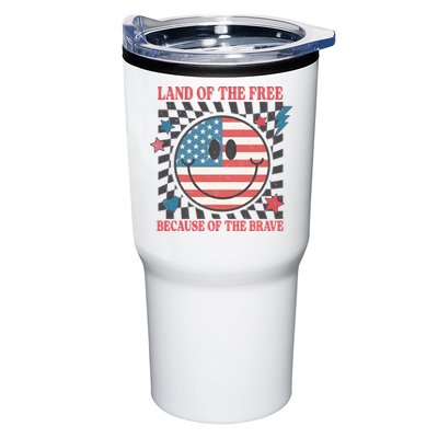 Land Of The Free Because Of The Brave Retro Smiley USA Flag Tumbler