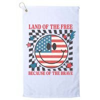 Land Of The Free Because Of The Brave Retro Smiley USA Flag Golf Towel