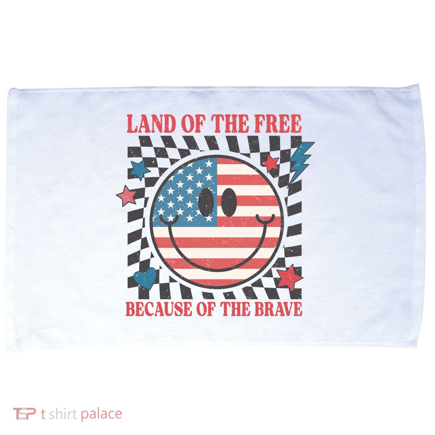 Land Of The Free Because Of The Brave Retro Smiley USA Flag Microfiber Hand Towel