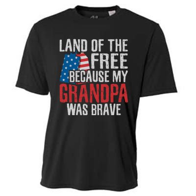 Land Of The Free Because My Grandpa Was Brave Veteran Cooling Performance Crew T-Shirt