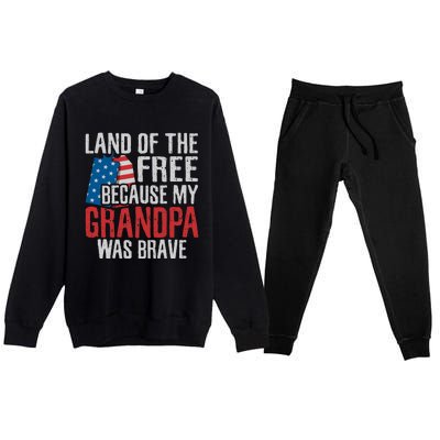 Land Of The Free Because My Grandpa Was Brave Veteran Premium Crewneck Sweatsuit Set