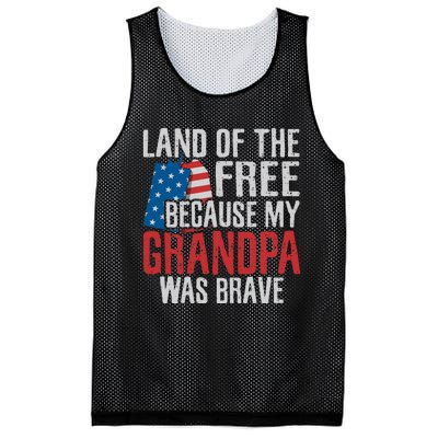 Land Of The Free Because My Grandpa Was Brave Veteran Mesh Reversible Basketball Jersey Tank