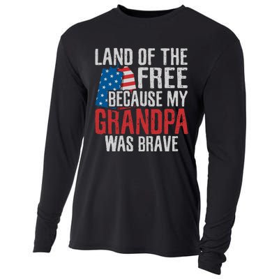 Land Of The Free Because My Grandpa Was Brave Veteran Cooling Performance Long Sleeve Crew