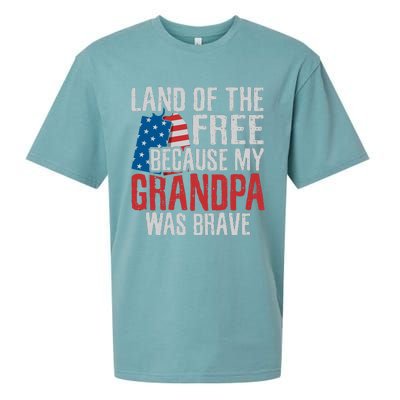 Land Of The Free Because My Grandpa Was Brave Veteran Sueded Cloud Jersey T-Shirt