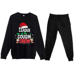 Leader Of The Cousin Crew Christmas Santa Hat Xmas Funny Gift Premium Crewneck Sweatsuit Set