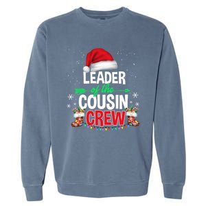 Leader Of The Cousin Crew Christmas Santa Hat Xmas Funny Gift Garment-Dyed Sweatshirt